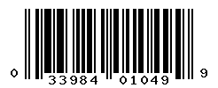UPC barcode number 033984010499