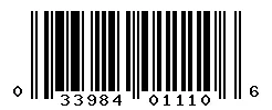 UPC 033984011106 barcode image