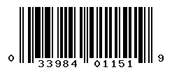 UPC 033984011519 barcode image