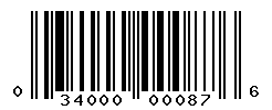 UPC barcode number 034000000876