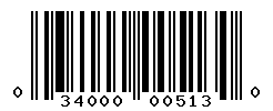 UPC barcode number 034000005130