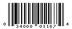 UPC barcode number 034000011674