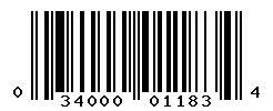 UPC barcode number 034000011834