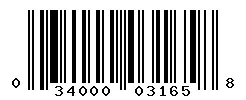 UPC barcode 034000031658