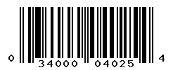 UPC barcode number 034000040254