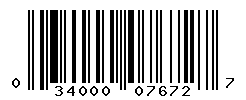 UPC barcode number 034000076727