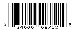 UPC barcode number 034000087525