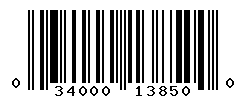 UPC barcode number 034000138500