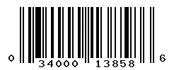 UPC 034000138586 barcode image