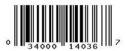 UPC barcode number 034000140367