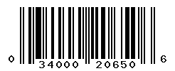 UPC barcode number 034000206506