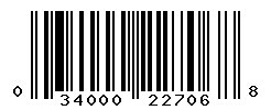 UPC barcode number 034000227068