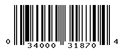 UPC barcode number 034000318704