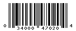 UPC barcode number 034000470204