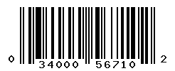 UPC barcode number 034000567102