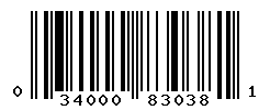 UPC barcode number 034000830381