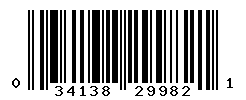 UPC barcode number 034138299821