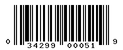 UPC barcode number 034299000519