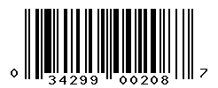 UPC barcode number 034299002087