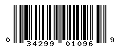 UPC barcode number 034299010969