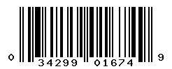 UPC barcode number 034299016749