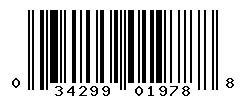 UPC barcode number 034299019788
