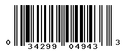 UPC barcode number 034299049433