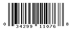 UPC 034299110768 barcode image