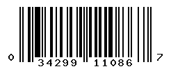 UPC barcode number 034299110867