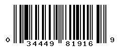 UPC barcode number 034449819169
