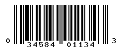 UPC barcode number 034584011343