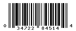 UPC barcode number 034722845144