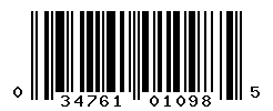 UPC barcode number 034761010985