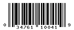 UPC barcode 034761100419