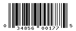 UPC barcode number 034856001775