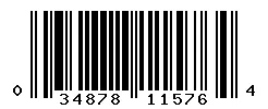 UPC 034878115764 barcode image