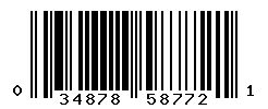 UPC barcode number 034878587721