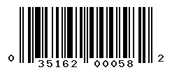 UPC barcode number 035162000582