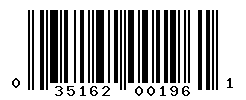 UPC barcode number 035162001961