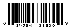 UPC barcode number 035286316309