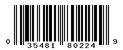 UPC barcode number 035481802249