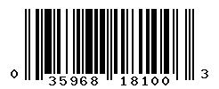 UPC barcode number 035968181003
