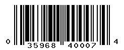UPC barcode number 035968400074