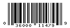 UPC barcode number 036000114799