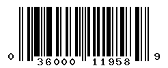 UPC barcode number 036000119589