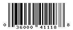 UPC barcode number 036000411188