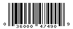 UPC barcode number 036000474909