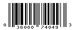 UPC barcode number 036000740493