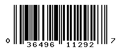 UPC barcode number 036496112927