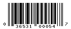 UPC barcode number 036531000547